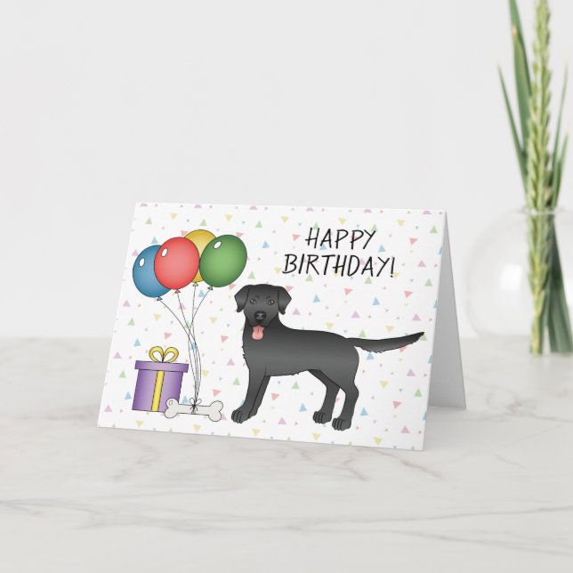 Tarjeta Regreso feliz a la recuperación del labrador negro (Anverso)