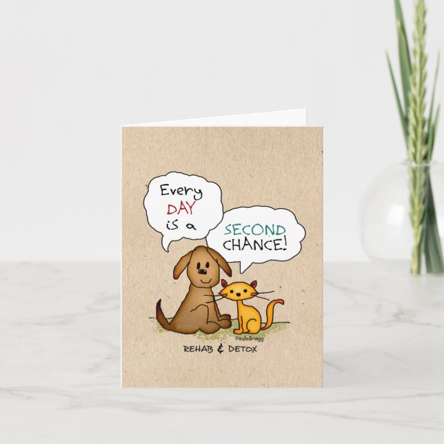 Tarjeta Rehabilitación y dibujo animado del Detox: (Anverso)