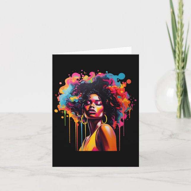 Tarjeta Reina Afro Melanina que gotea Juneteenth Africana  (Anverso)