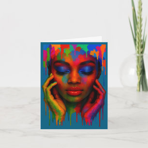Tarjeta Reina afro orgullo negro chicas mujeres pintan art