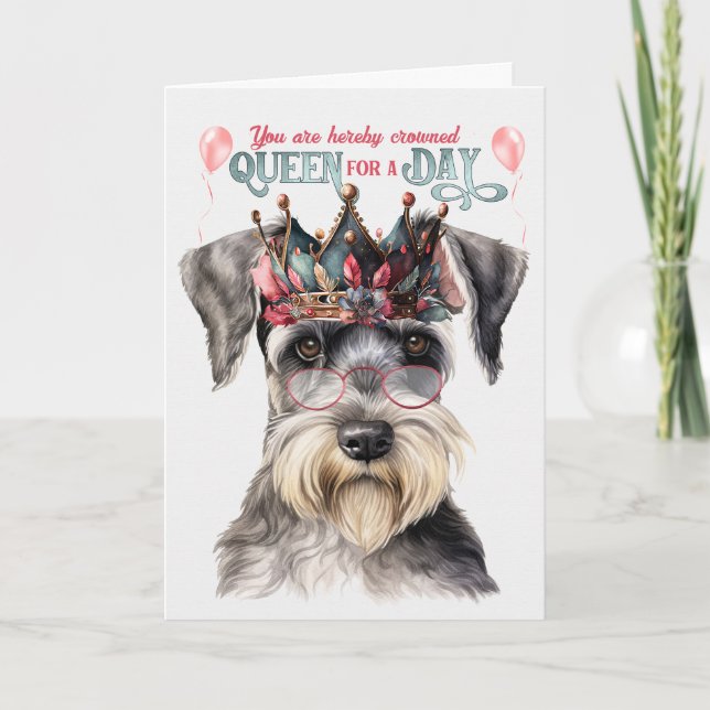 Tarjeta Reina burda de Schnauzer por un día de cumpleaños  (Anverso)
