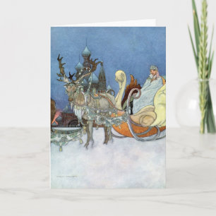 Tarjeta Reina de hielo de nieve, reno de princesa rusa