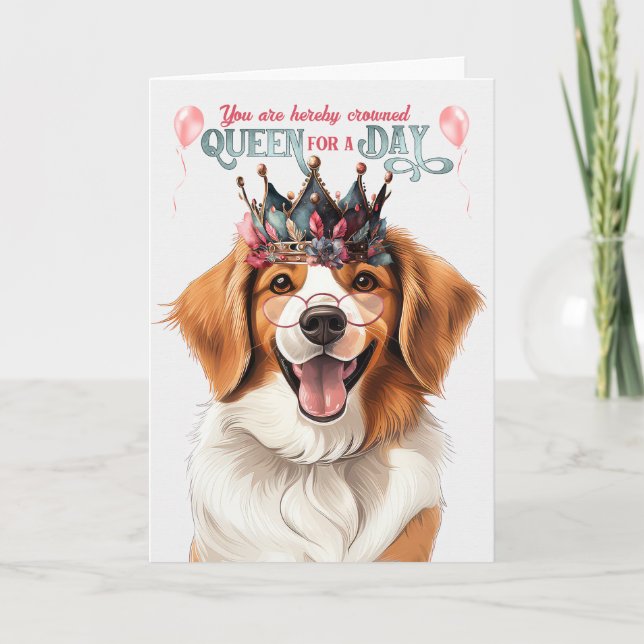 Tarjeta Reina de Kooikerhondje por un día divertido cumple (Anverso)
