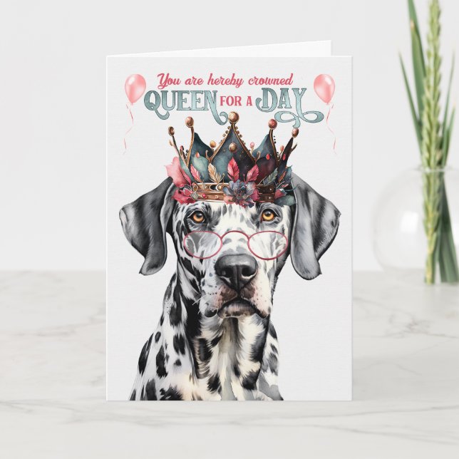 Tarjeta Reina de perro dálmata por un día de cumpleaños gr (Anverso)