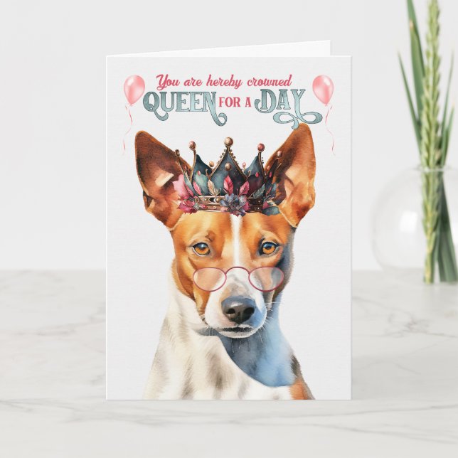 Tarjeta Reina de perro de Basenji por un cumpleaños gracio (Anverso)