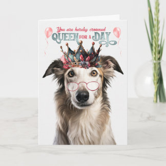 Tarjeta Reina de perro de Borzoi por un cumpleaños gracios