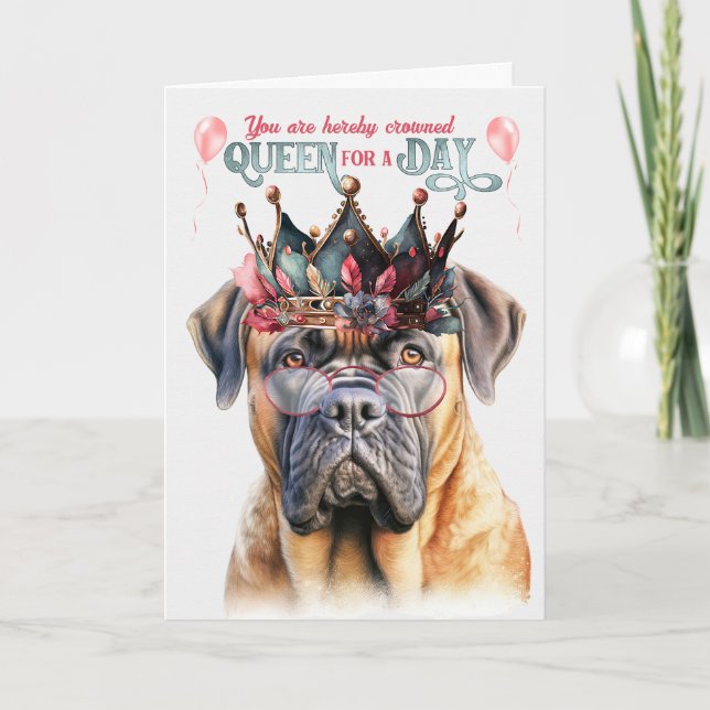 Tarjeta Reina de perro de Mastiff por un día de cumpleaños (Anverso)