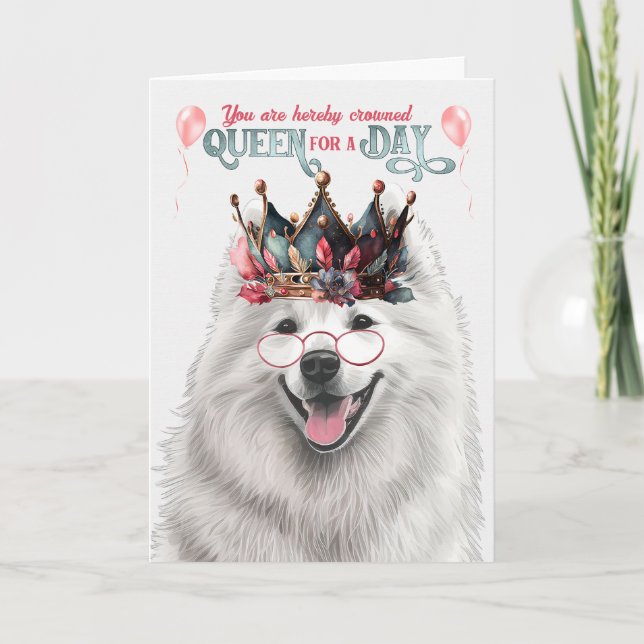 Tarjeta Reina de perro samoyada por un día divertido cumpl (Anverso)