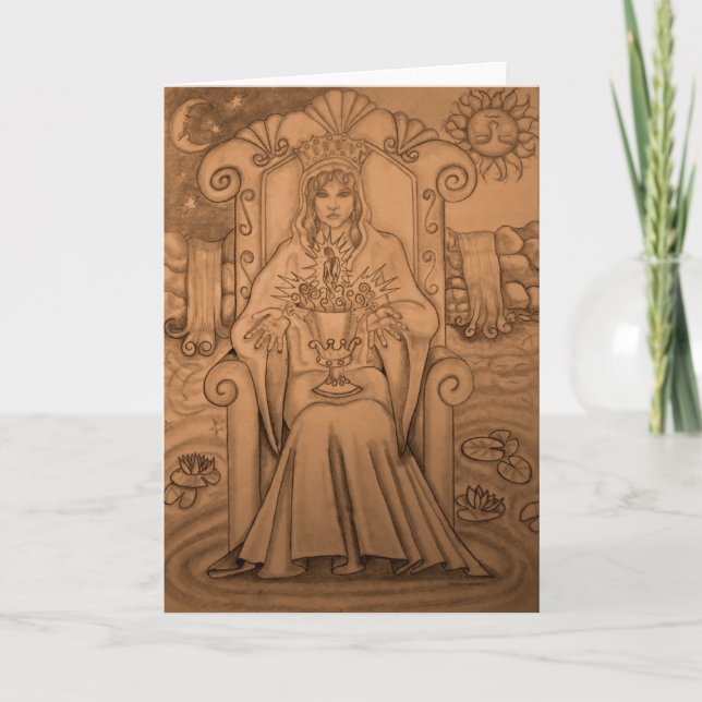 Tarjeta Reina de tazas - carta de tarot (Anverso)