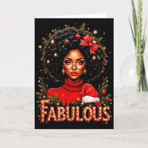 Tarjeta Reina de Trineo Afroamericana de Navidad Melanina 