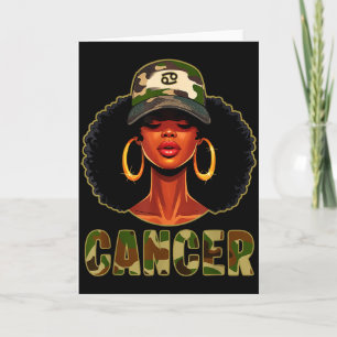 Tarjeta Reina del Cáncer Mujer Negra Con Gorra Camo Chica 