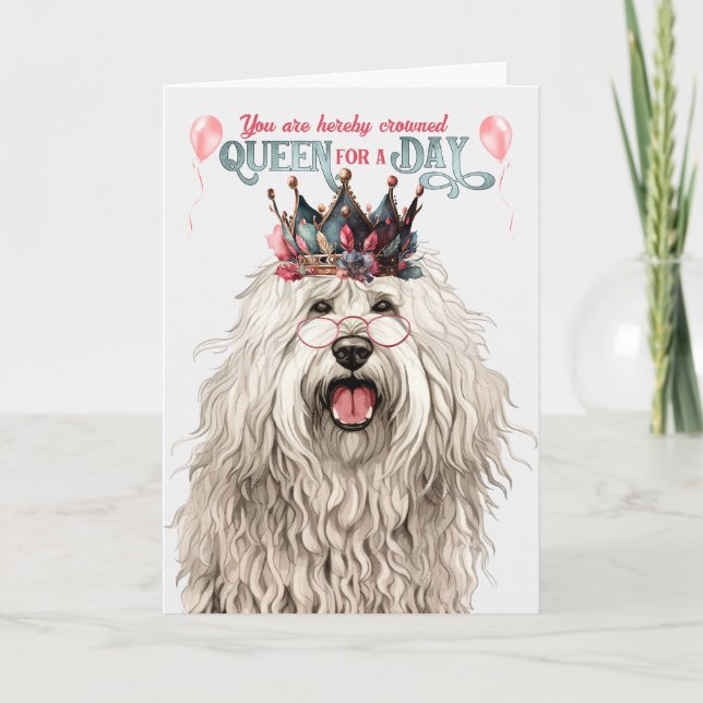 Tarjeta Reina del Komondor por un día divertido cumpleaños (Anverso)