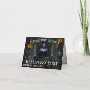 Tarjeta Reina Demonio en el Trono a la Luz de las Velas -