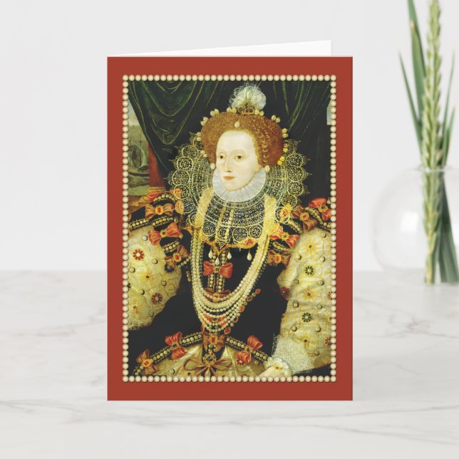 Tarjeta Reina Elizabeth I de las perlas que llevan de (Anverso)