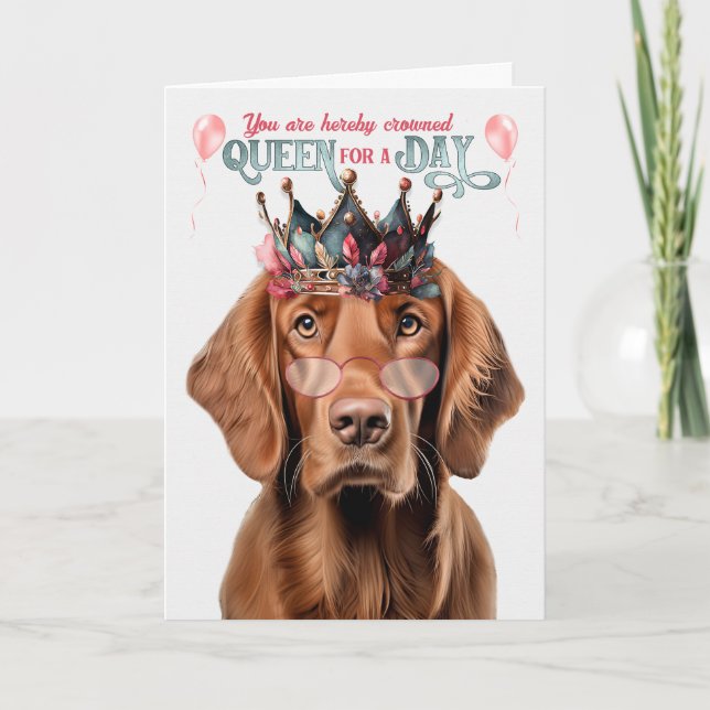 Tarjeta Reina irlandesa de perro sentada por un cumpleaños (Anverso)