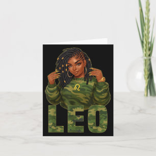 Tarjeta Reina Leo Mujer Negra Locd Camuflaje Signo Zodiaca