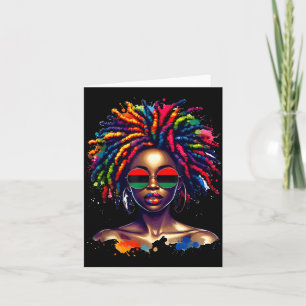 Tarjeta Reina Negra Afro Goteante Melanina Mes de la Histo