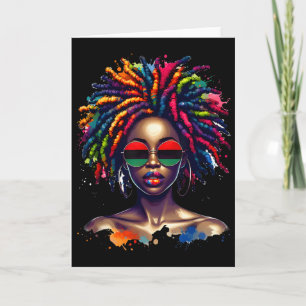 Tarjeta Reina Negra Afro Melanina Goteando Mes de la Histo