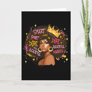Tarjeta Reina Negra Afro Melanina Goteando Mes de la Histo