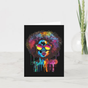 Tarjeta Reina Negra Afro Melanina Pintura Goteando Jun