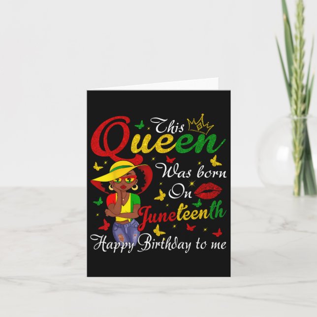Tarjeta Reina negra afroamericana feliz cumpleaños Junete (Anverso)