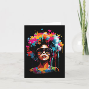 Tarjeta Reina Negra Femenina Afro Derramando Melanina June