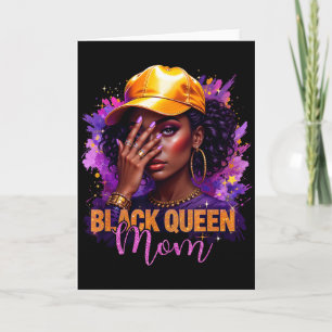 Tarjeta Reina negra mamá feliz día de las madres afro afri