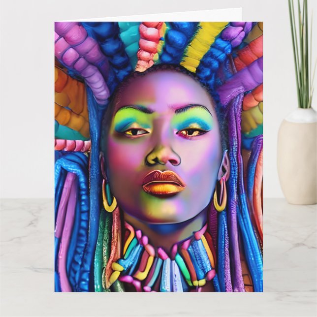 Tarjeta Reina negra melanina Sista mujer afroamericana (Anverso)