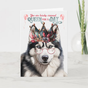 Tarjeta Reina siberiana de perro Husky por día cumpleaños
