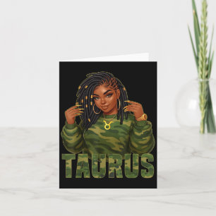 Tarjeta Reina Tauro Mujer Negra Locd Camuflaje Signo Zodia