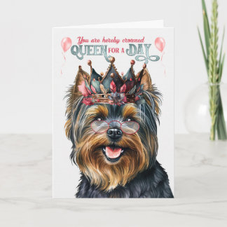 Tarjeta Reina terrible yorkie negra por un cumpleaños grac