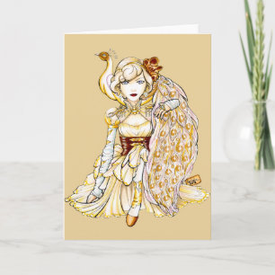 Tarjeta Reina y pavo real Notecard de Steampunk