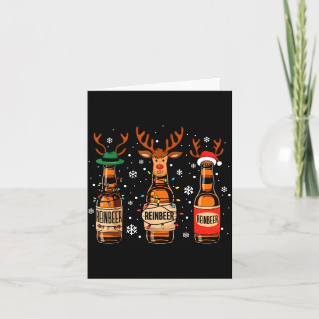Tarjeta Reinbeers Funny Reindeer Beer Christmas Drinking X (Anverso)