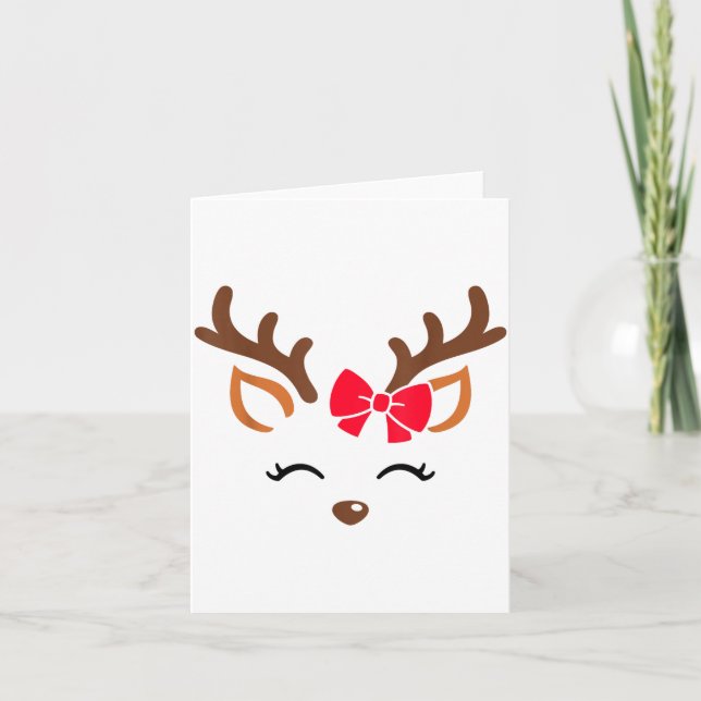 Tarjeta Reindeer Face Gles Christmas Costume Xmas Pajama G (Anverso)