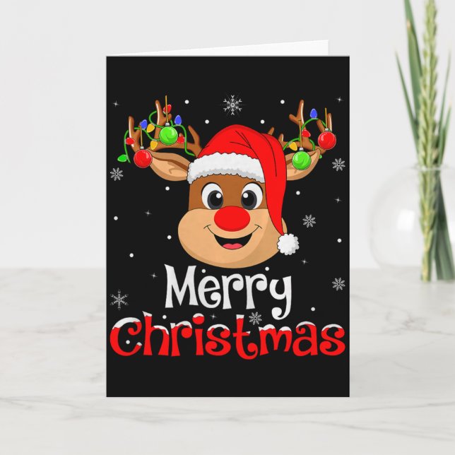 Tarjeta Reindeer Merry Christmas Family Men Women Kids Xma (Anverso)