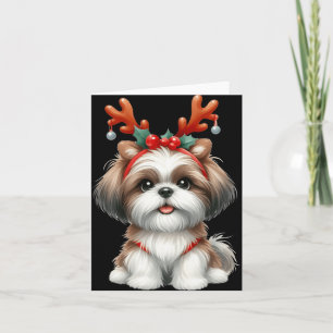 Tarjeta Reindeer Shih Tzu Santa Hat Xmas enciende a Navida
