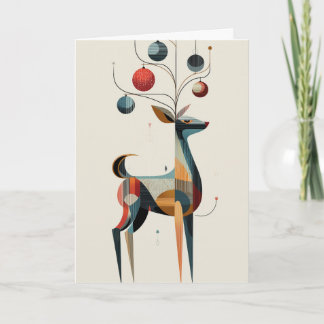 Tarjeta Reindeer with ornaments on antlers 