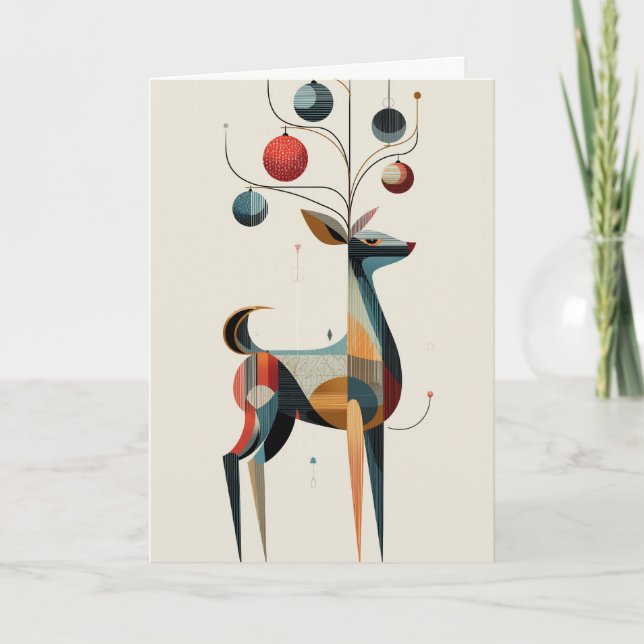 Tarjeta Reindeer with ornaments on antlers  (Anverso)