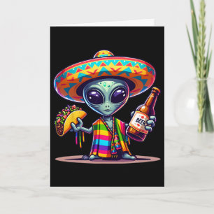 Tarjeta Reír con Aliens Tacos y Cerveza Cinco De Mayo Fies