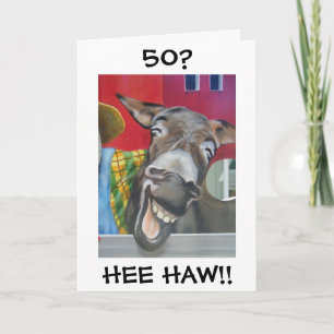 TARJETA "REÍR DE DONKEY GREETING" PARA EL CUMPLEAÑOS "50"