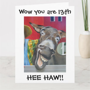 TARJETA "REÍRSE DE DONKEY GREETING" PARA EL CUMPLEAÑOS "13