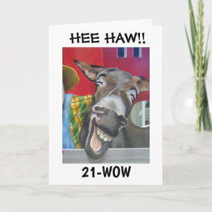 TARJETA "REÍRSE DE DONKEY GREETING" POR "CUMPLEAÑOS 21"