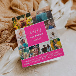 Tarjeta Rejilla de collage de fotos de 10 cumpleaños simpl<br><div class="desc">Cuadrícula de collage de fotos color rosa salmón de 10 años de neón rosa moderno con colores editables y tipografía moderna.</div>