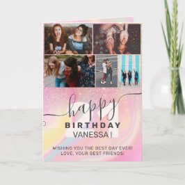 Tarjeta Rejilla de fotos de cumpleaños de purpurina de már