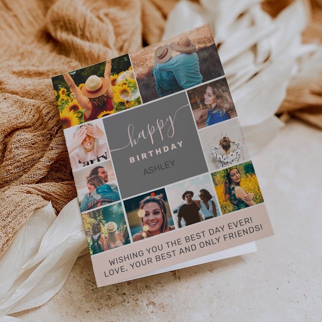 Tarjeta Rejilla moderna de collage rosa de 10 fotos de cum (Subido por el creador)