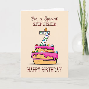 Tarjeta Relación personalizada, 7 cumpleaños, 7 en pastel