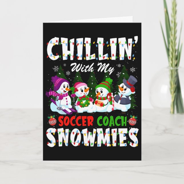 Tarjeta Relajándome con mis entrenadores de fútbol Snowmie (Anverso)