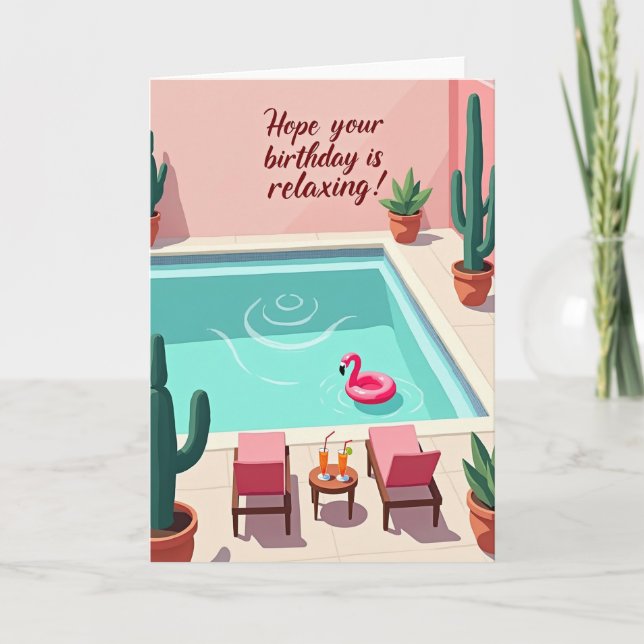 Tarjeta Relajante junto a la Piscina (Anverso)