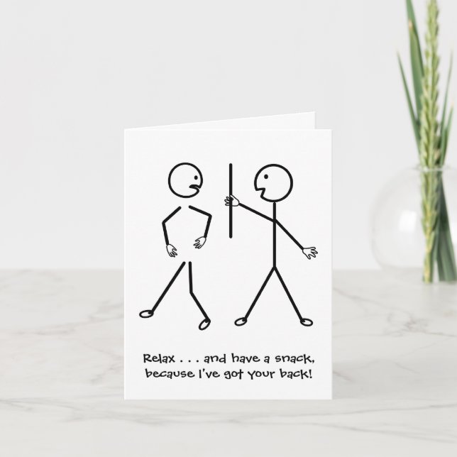 Tarjeta Relájate, tengo tu espalda. (Anverso)