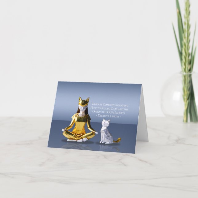 Tarjeta Relieve metalizado dorado Origami Yoga Meditación  (Anverso)